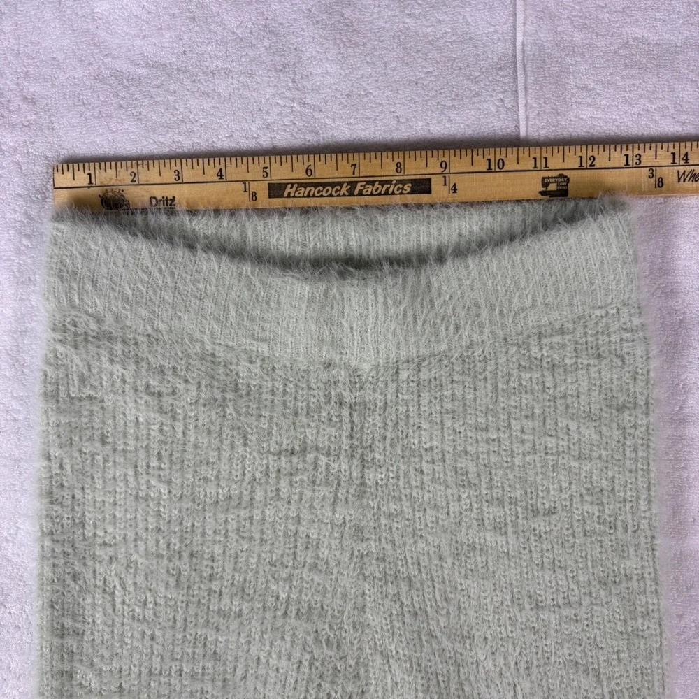 Nasty Gal Sweater Set Womens M Mint Green Fuzzy Eyelash Knit Wide Leg Loungewear